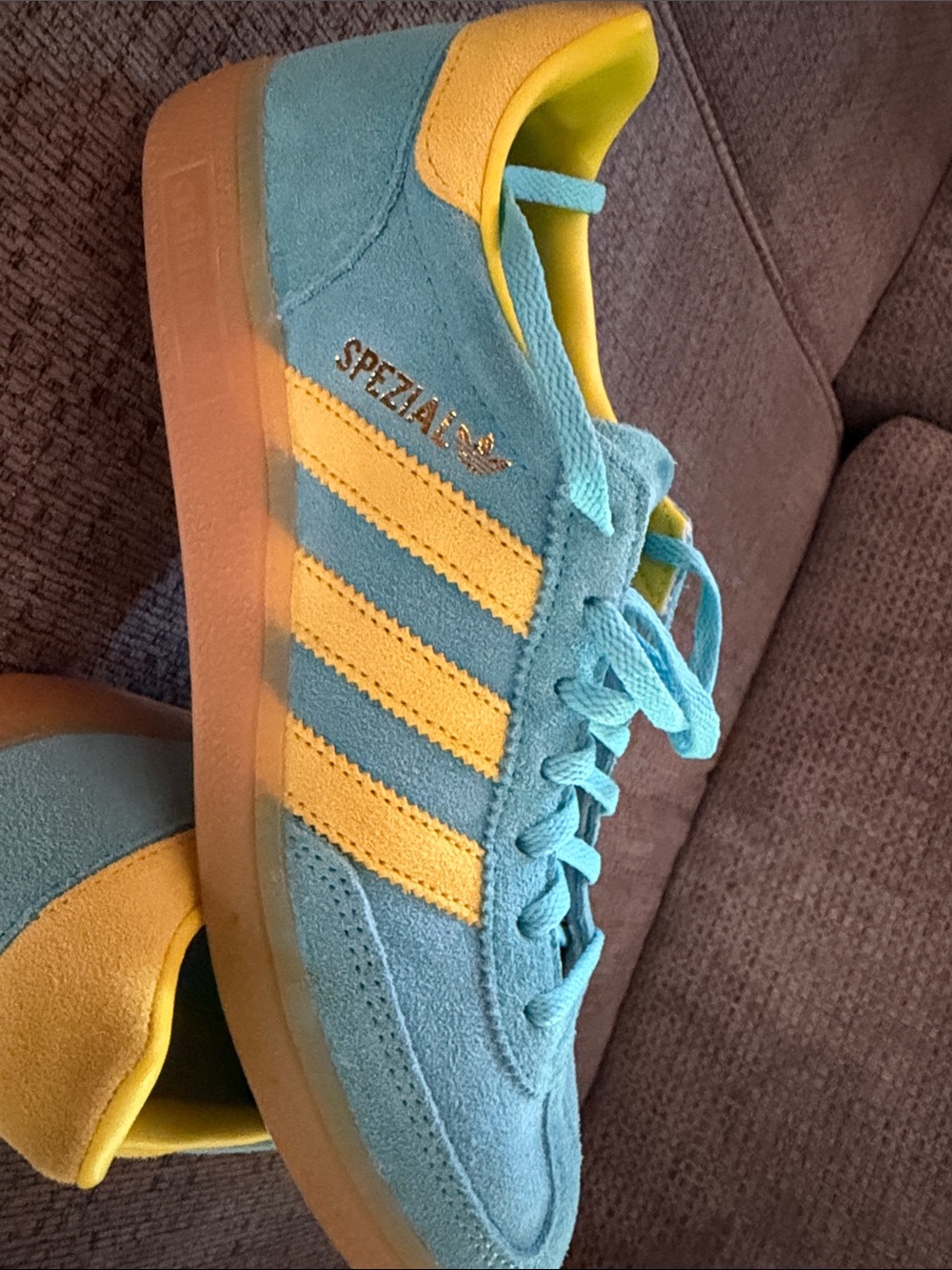 adidas Suede Sneakers in Teal and Yellow - Picture 5 of 6